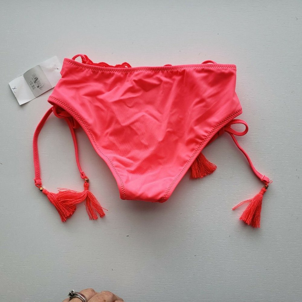 Shade & Shore NWT Pink Eyelet Tassel Bikini Bottom - Picture 7 of 8